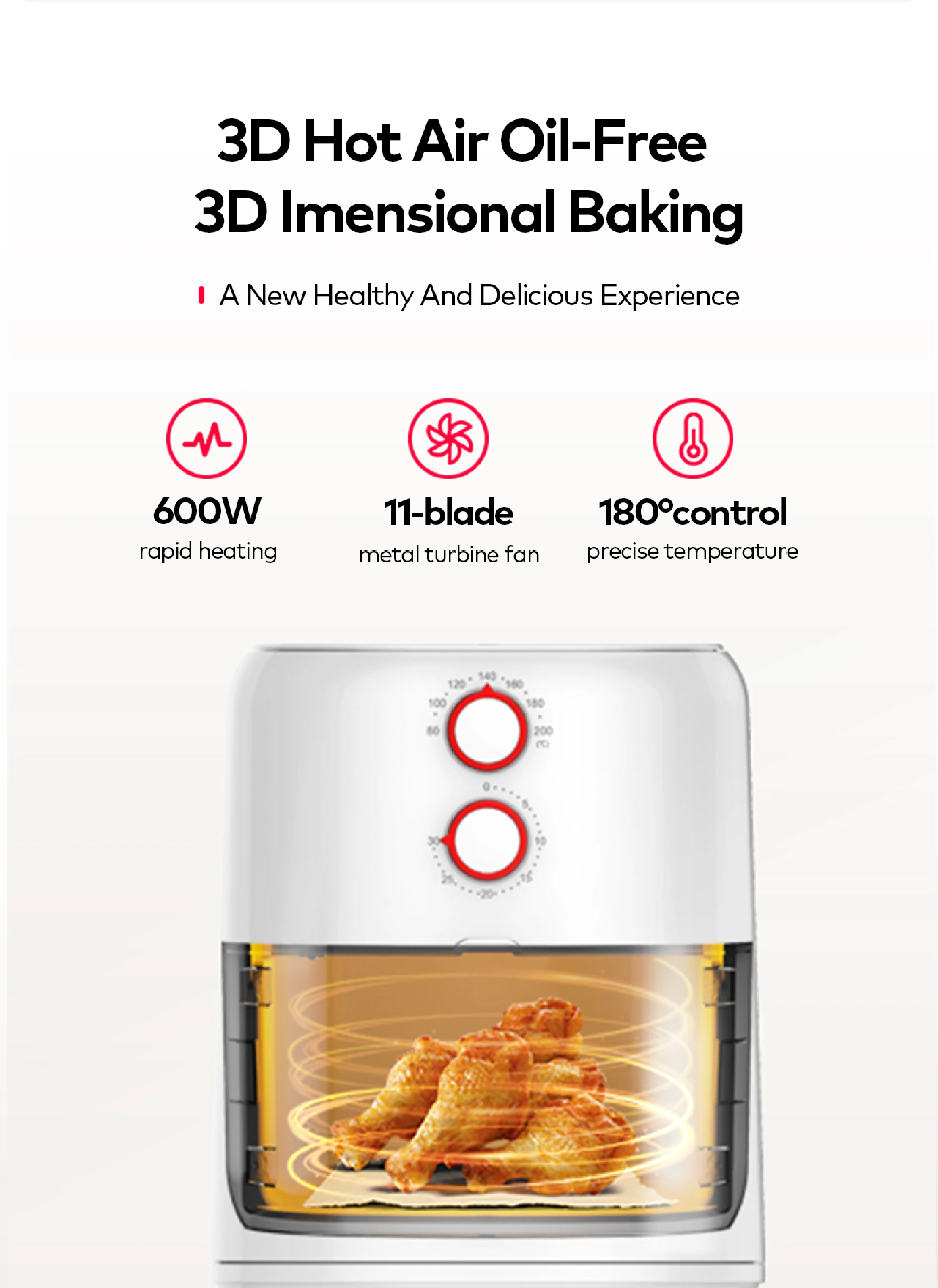 itel 5L Temperature Control Oil-free Air Fryer (IAF-001) Airfryer - Image 5