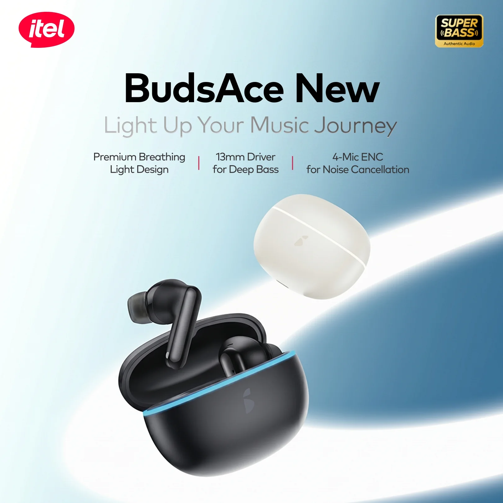 BudsAce Wireless Earbuds – Premium Breathing Light, 13mm Driver, 4-Mic ENC - Image 6