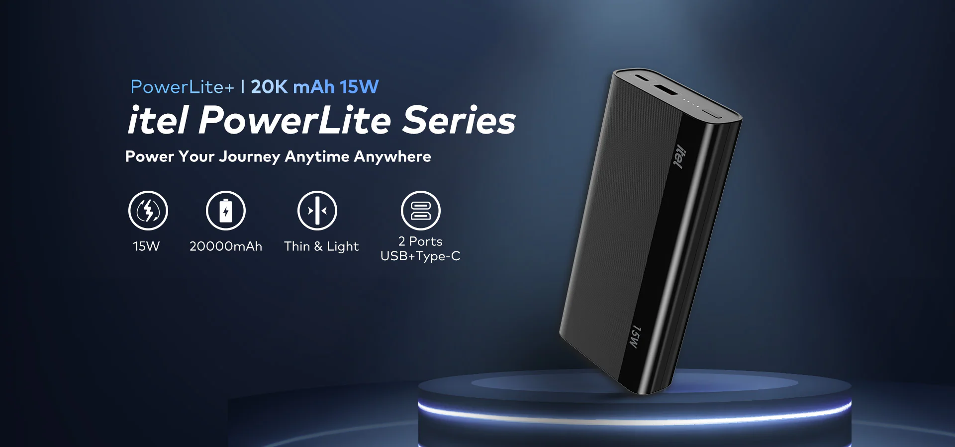 itel 20000mAh T162 15W Type-C Output Fast Charging Power Bank - Image 4