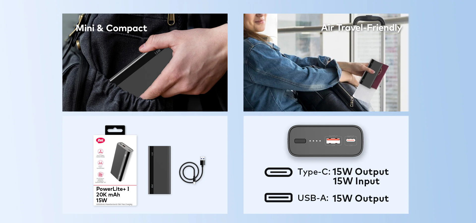 itel 20000mAh T162 15W Type-C Output Fast Charging Power Bank - Image 8
