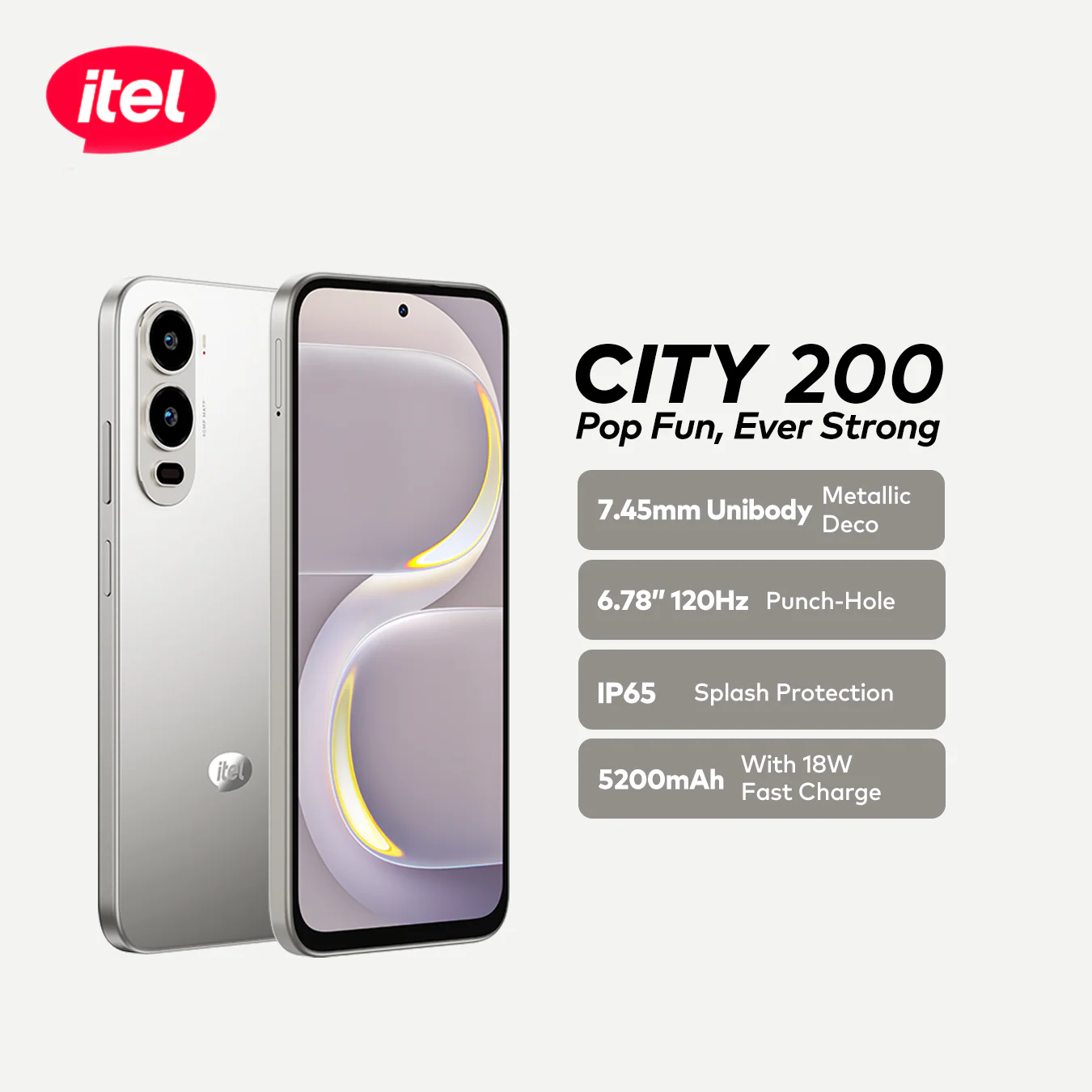 itel City 200 Smartphone – 6.78” 120Hz Display, 50MP AI Camera, 5200mAh Battery - Image 3