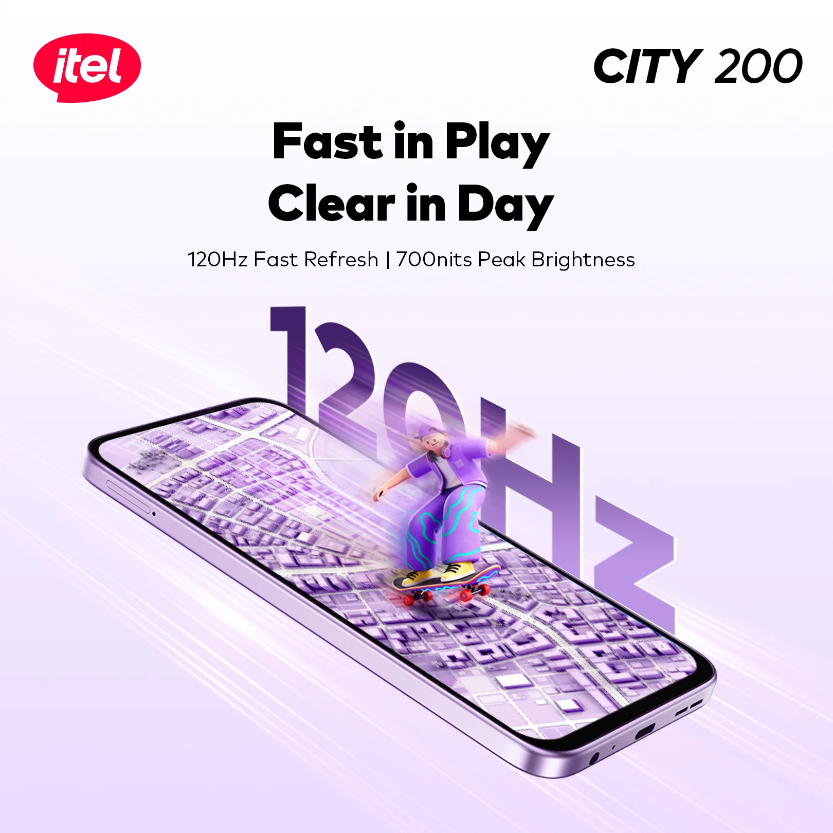 itel City 200 Smartphone – 6.78” 120Hz Display, 50MP AI Camera, 5200mAh Battery - Image 6