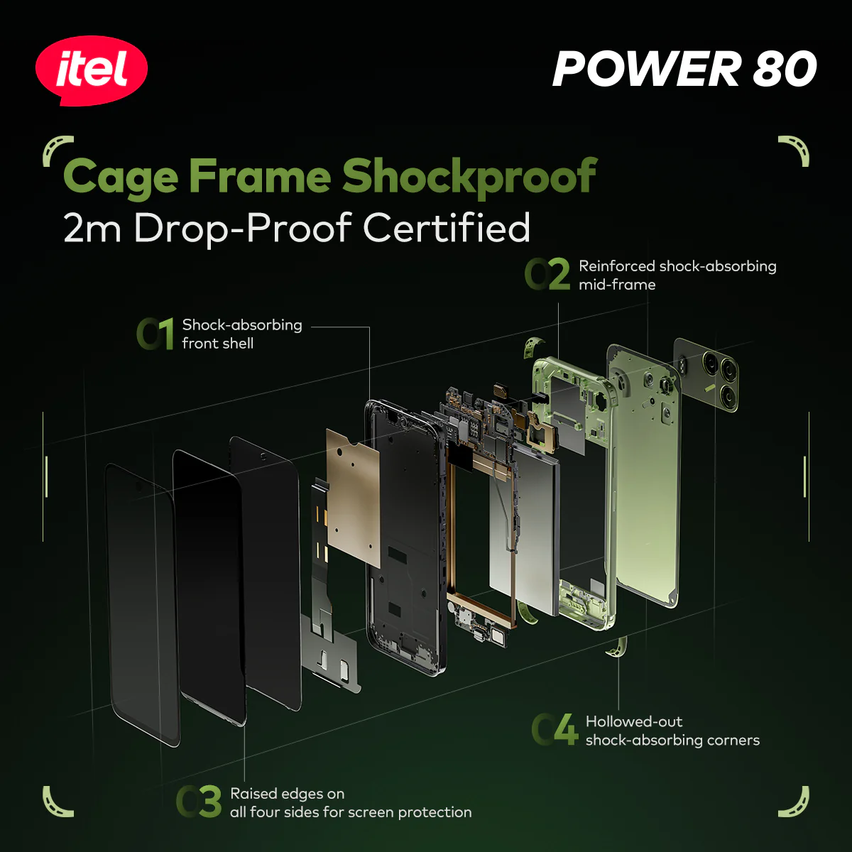 itel Power 80 Smartphone – 7000mAh Long-Life Battery, IP68 & IP69 Waterproof, 2m Military-Grade Protection - Image 3