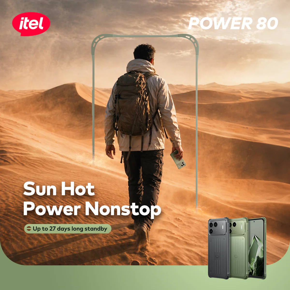 itel Power 80 Smartphone – 7000mAh Long-Life Battery, IP68 & IP69 Waterproof, 2m Military-Grade Protection - Image 7