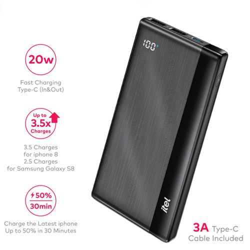 itel PowerPulse A1420 Power-Bank 10000mAh 20W Fast Charging Type-C - Image 3