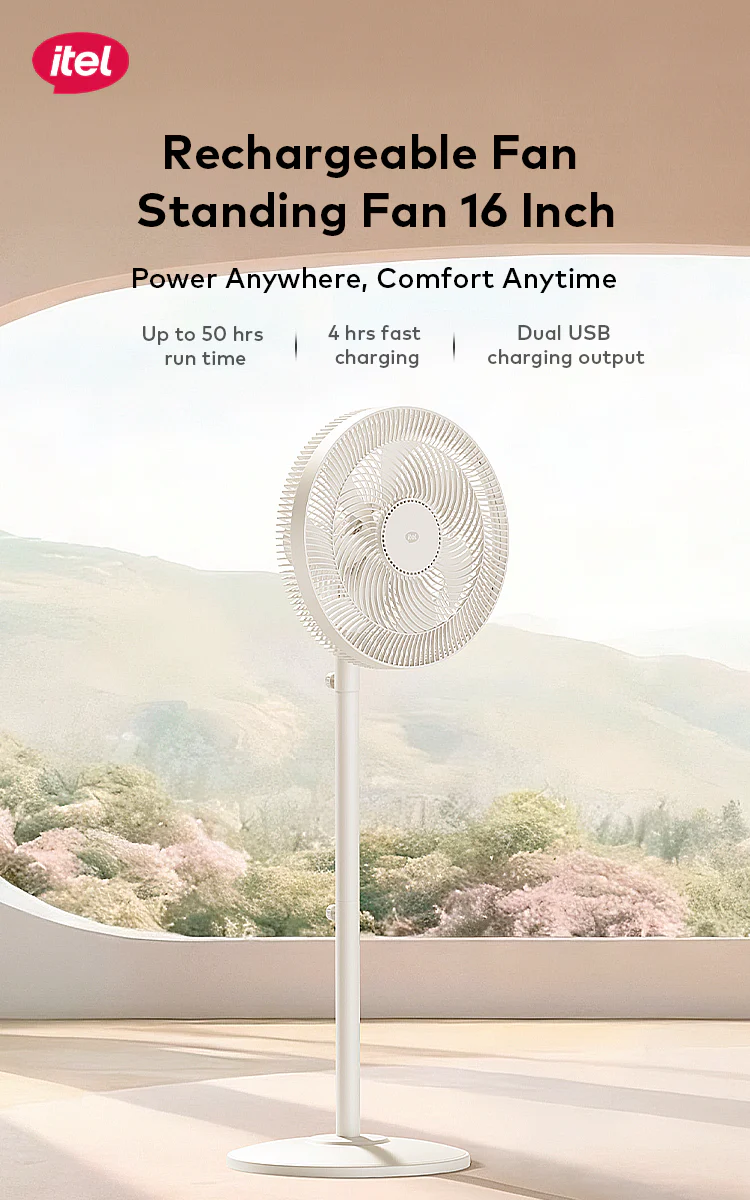 itel 16 Inch Solar Rechargeable Standing Fan-IF-SC16ST - Image 4