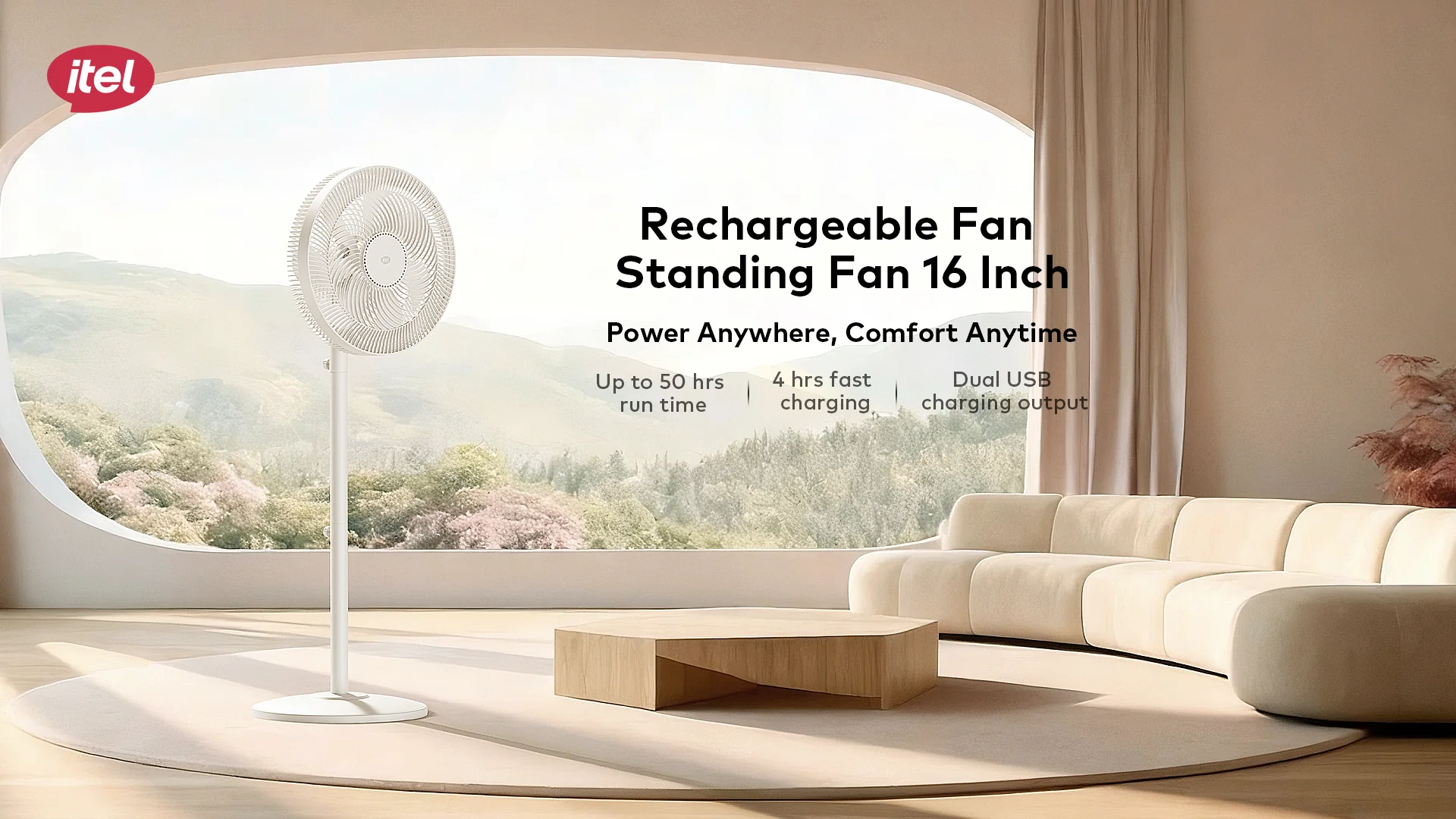 itel 16 Inch Solar Rechargeable Standing Fan-IF-SC16ST - Image 9