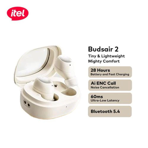 itel TWS BudsAir 2 Earbuds ENC Travel Partner 7hrs Playtime