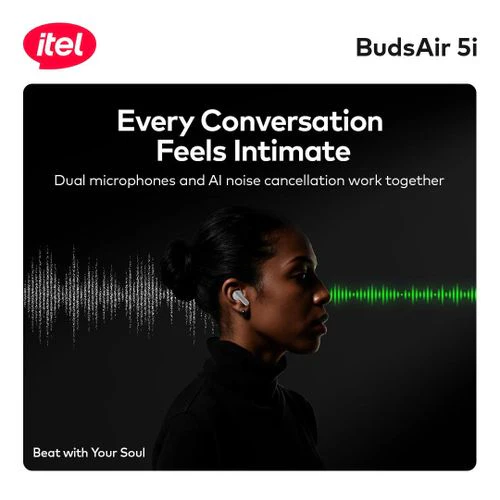 itel TWS BudsAir 5i Earbuds Half In-Ear Design SuperBass - Image 4