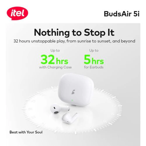 itel TWS BudsAir 5i Earbuds Half In-Ear Design SuperBass - Image 5