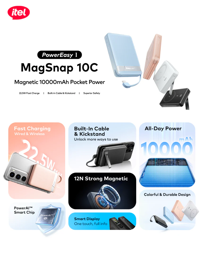 A1820 PowerEasy 1 MagSnap 10C Dual Fast Charger 22.5W + 15W 10000mah 12N Strong Magnetic Hold Built-In Cable - Image 3