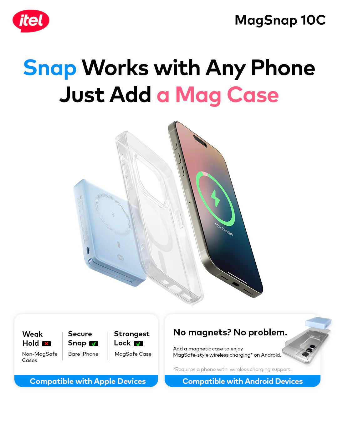 A1820 PowerEasy 1 MagSnap 10C Dual Fast Charger 22.5W + 15W 10000mah 12N Strong Magnetic Hold Built-In Cable - Image 7