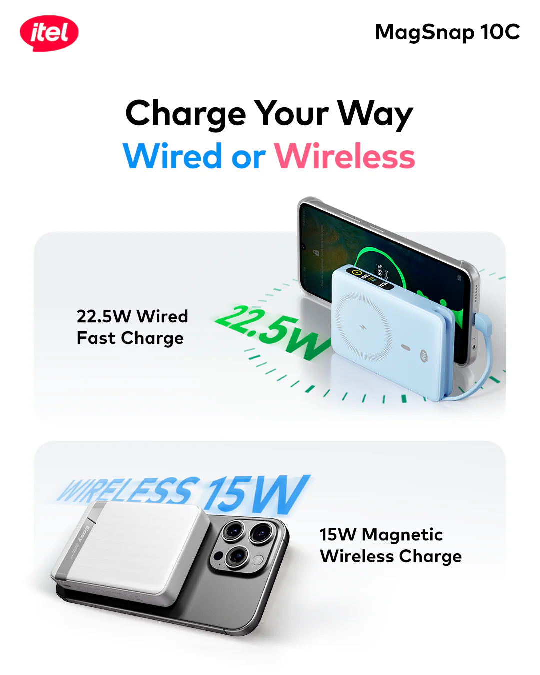 A1820 PowerEasy 1 MagSnap 10C Dual Fast Charger 22.5W + 15W 10000mah 12N Strong Magnetic Hold Built-In Cable - Image 8