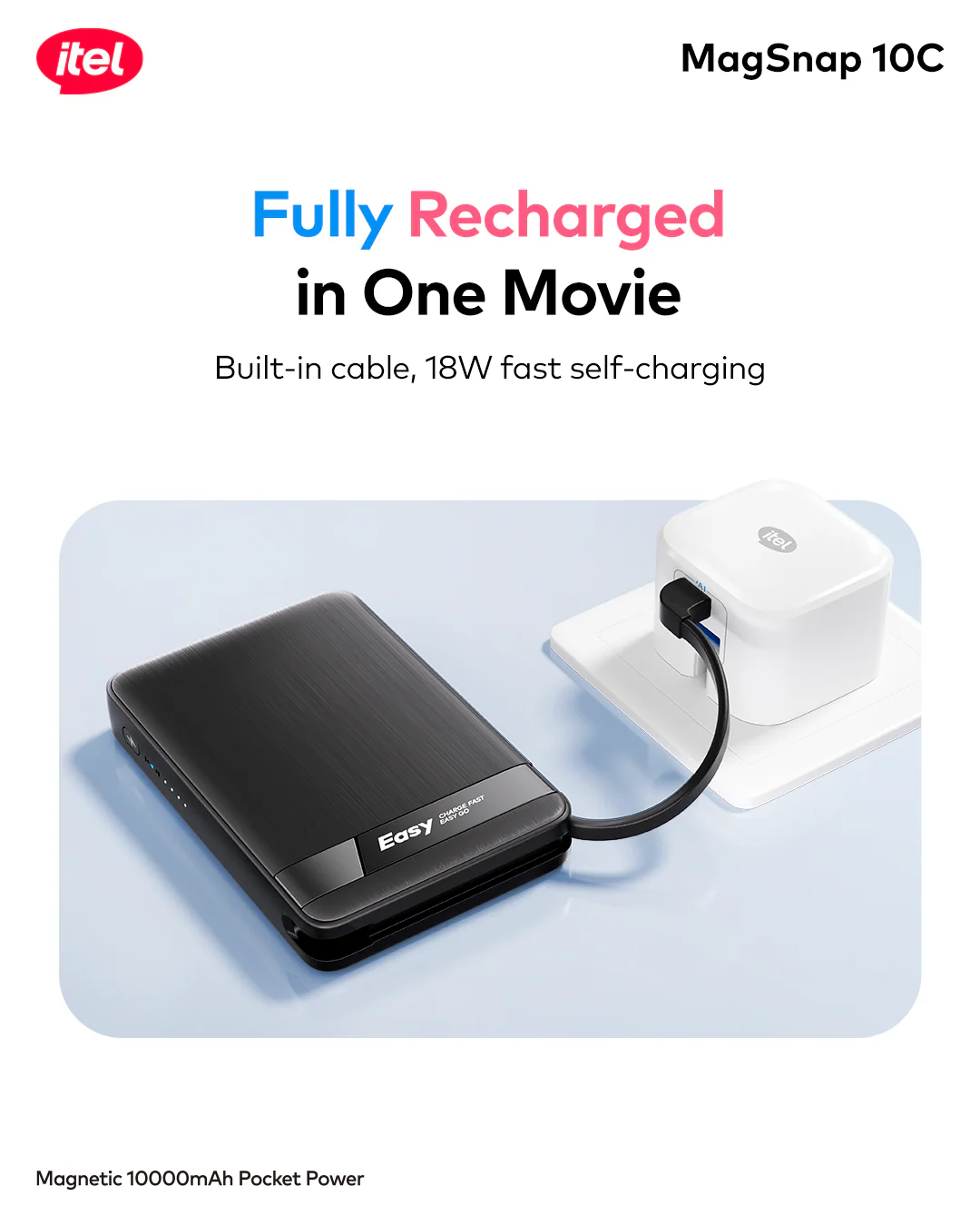 A1820 PowerEasy 1 MagSnap 10C Dual Fast Charger 22.5W + 15W 10000mah 12N Strong Magnetic Hold Built-In Cable - Image 9