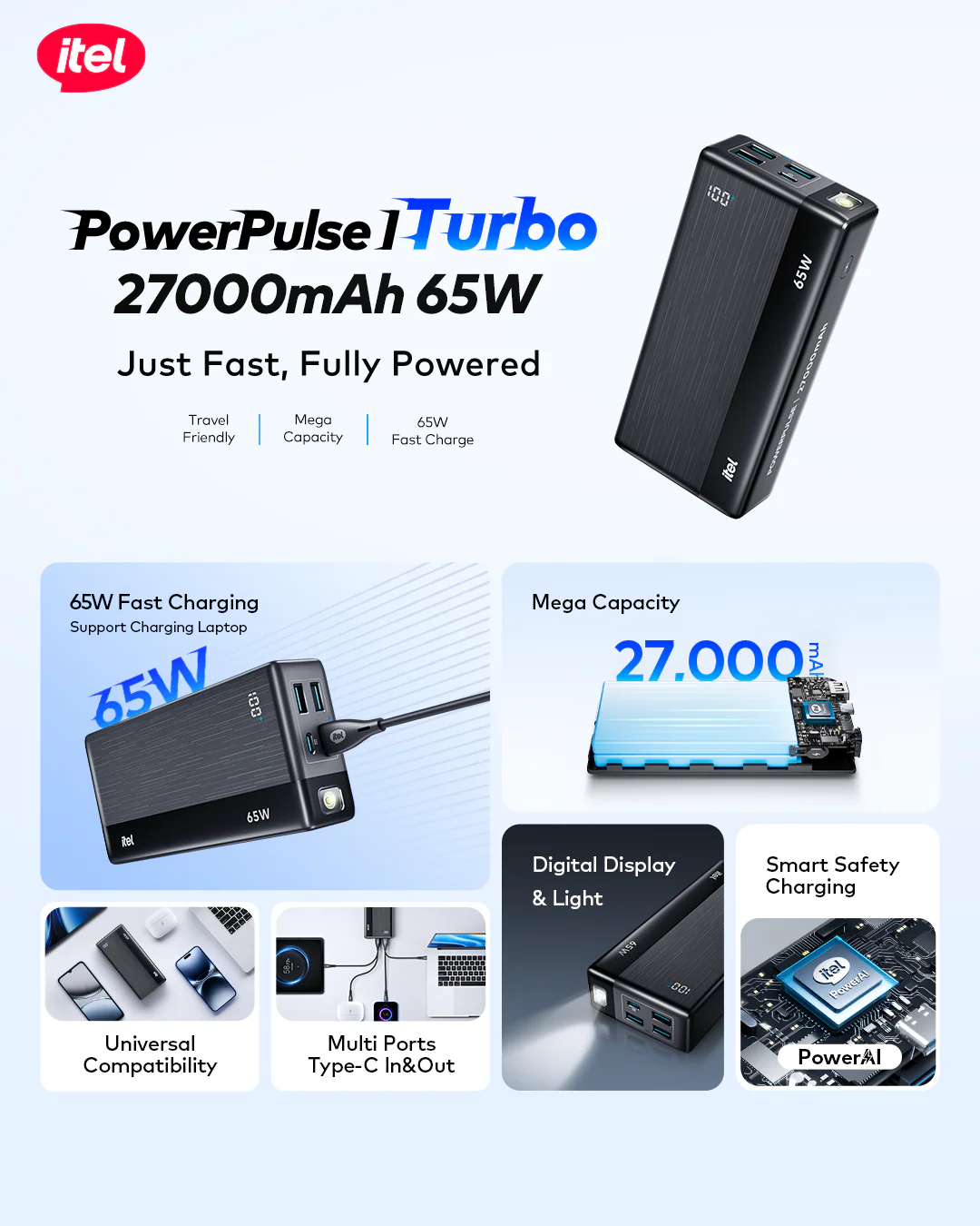 PowerPulse Turbo A1980 Power-Bank 27000mAh 65W Fast Charging Laptop Compatibility - Image 4