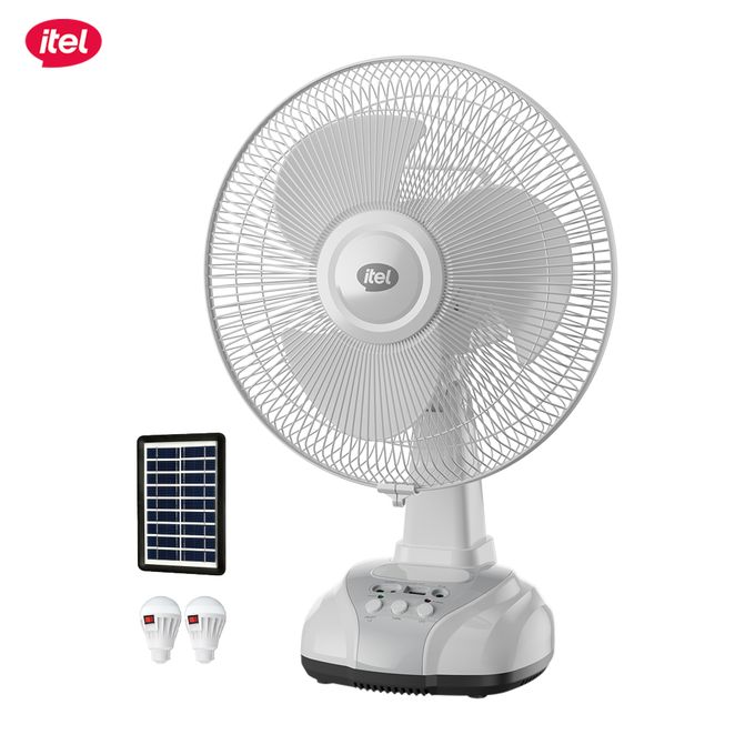 itel Rechargable & Solar Desk Fan 12" 5.5 Hours of Long-lasting Battery Life MOO1 - Image 3
