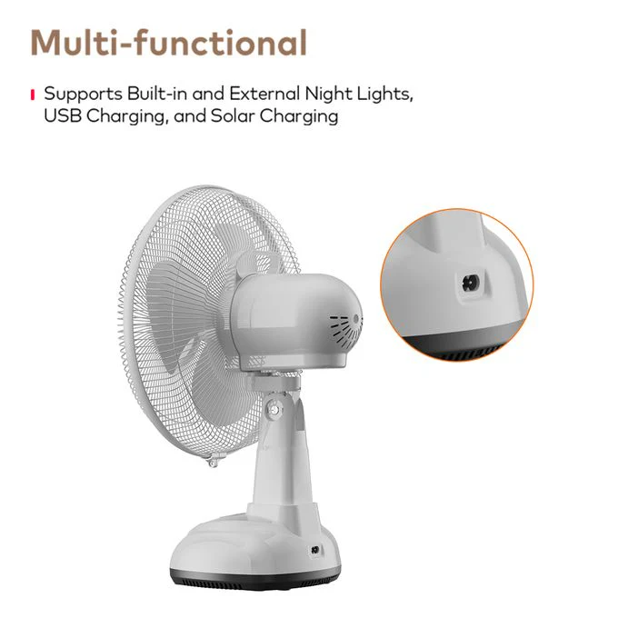 itel Rechargable & Solar Desk Fan 12" 5.5 Hours of Long-lasting Battery Life MOO1 - Image 5